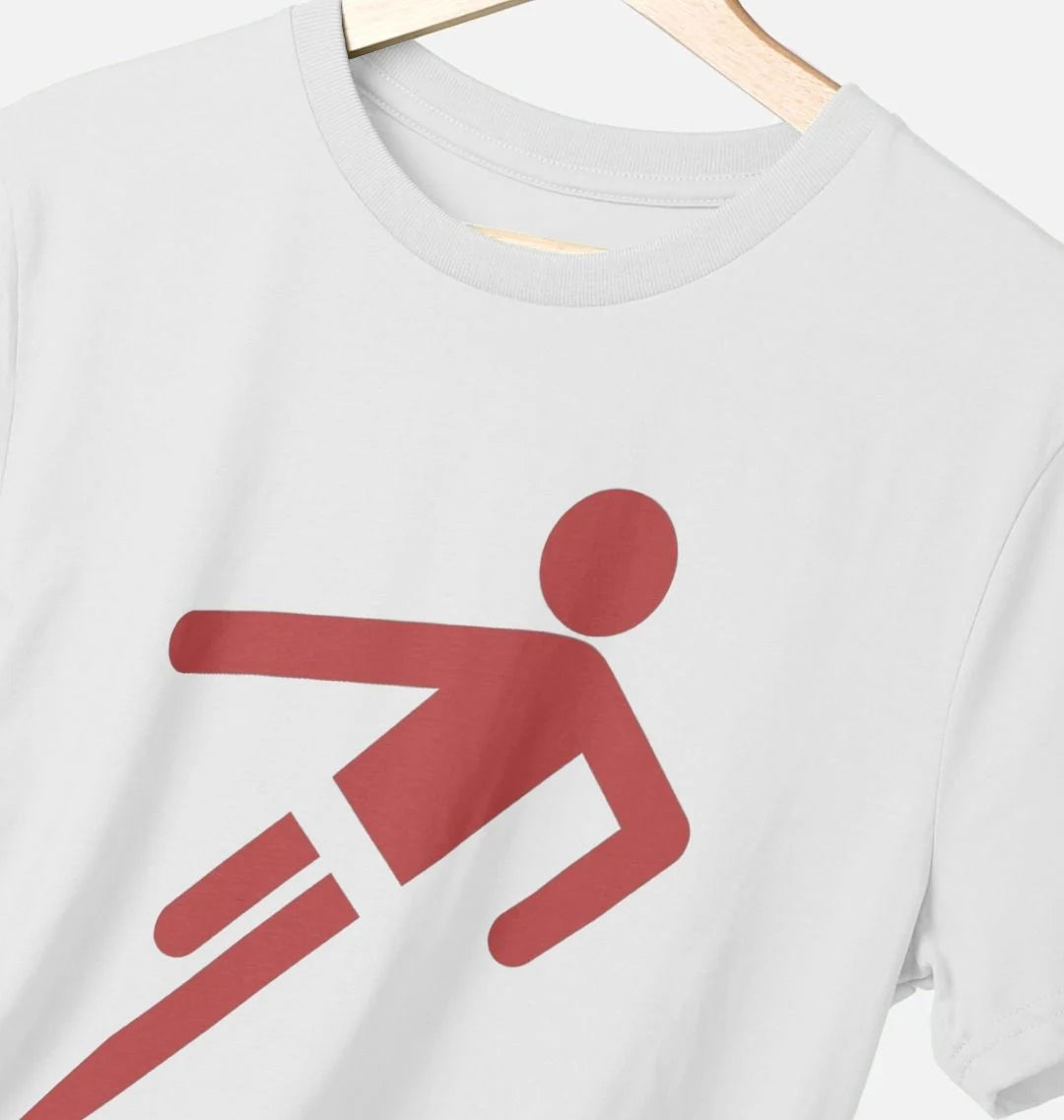 Footballer Kick Silhouette Tee - Iconic Movement - Red Logo